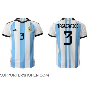 Argentina Nicolas Tagliafico #3 Hemma Matchtröja VM 2022 Kortärmad